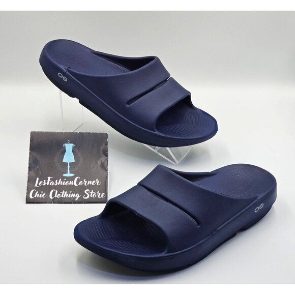 OOfos OOriginal Men's Navy Blue Ooahh Sport Slide Sandals Size M9/Wo's 11 2636 - Picture 10 of 16
